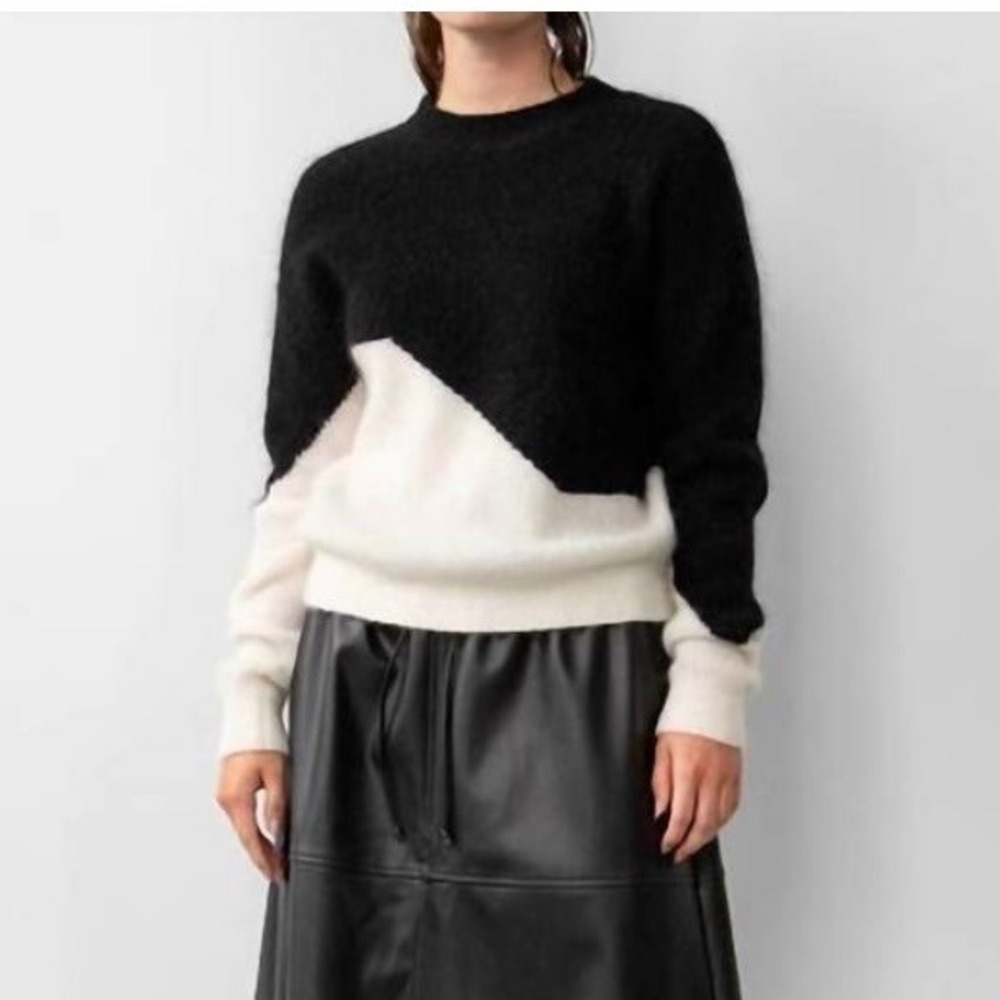 Withblack Frida mohair wool color block sweater Size XS white black minimalistic
